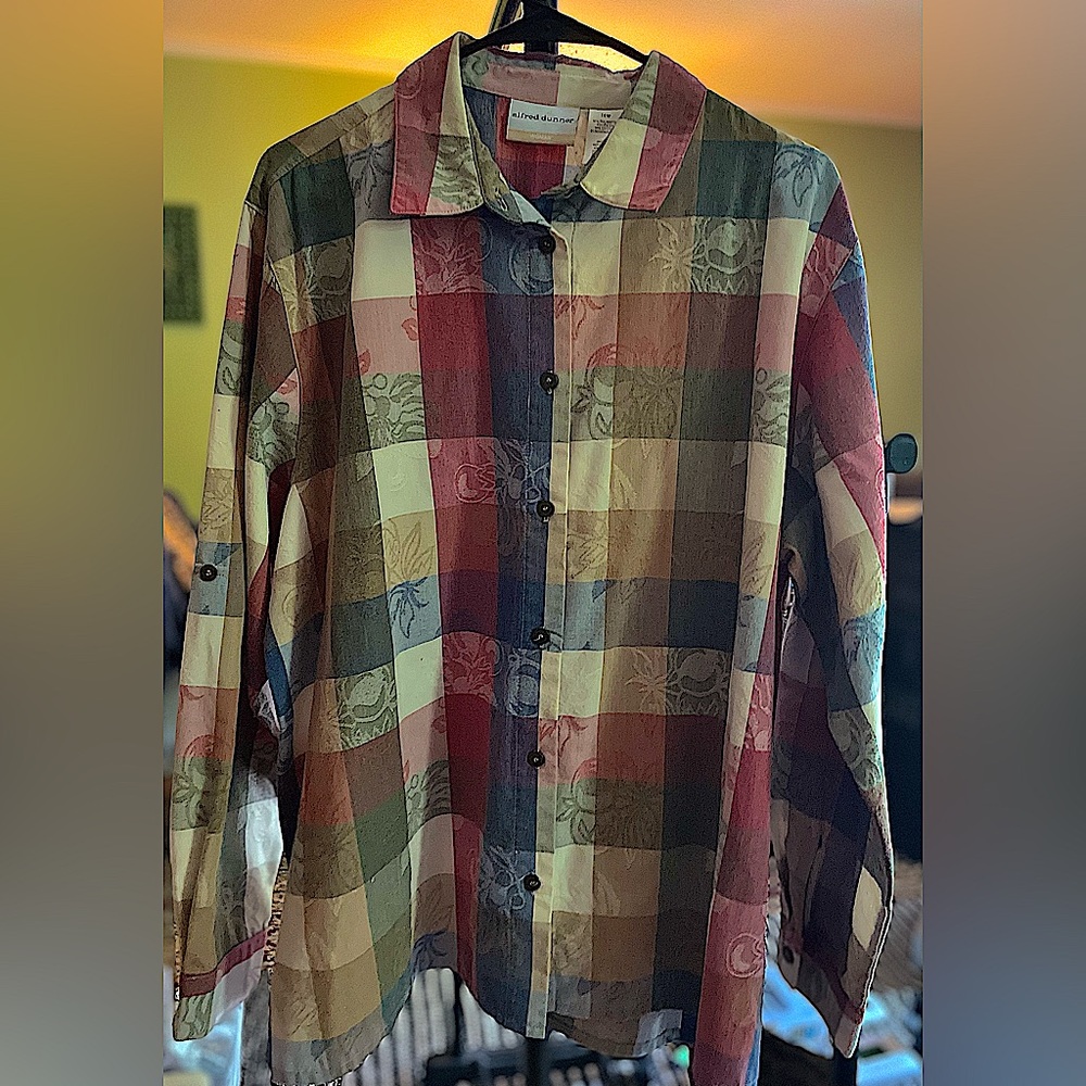 Alfred Dunner Womens Patchwork Flannel